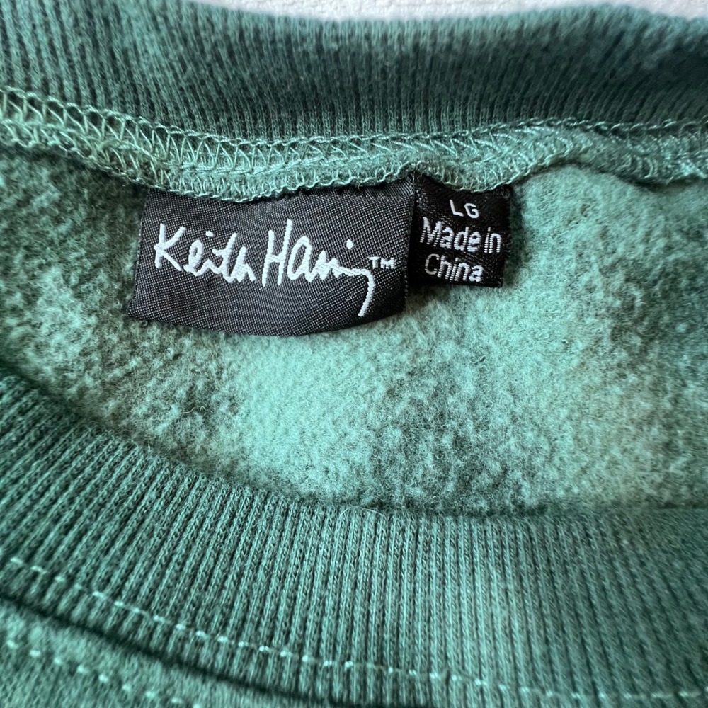 Keith Haring Green Tie Dye Graphic Sweatshirt Cropped Crewneck Large - Picture 8 of 8